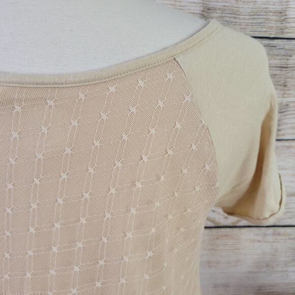 Anthropologie Women’s Lilka Beaded Mesh Overlay‎ Top Tan Size Extra Small - Picture 6 of 7
